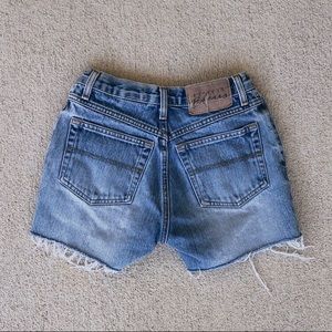 Vintage light wash cut off denim shorts